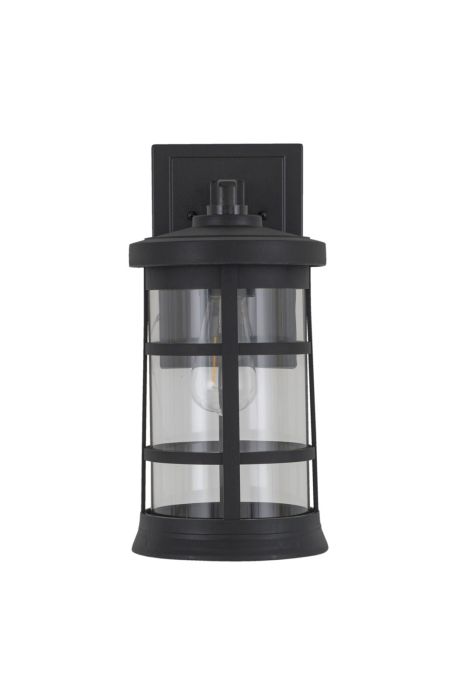 ##Antique Hardware## Resilience Large Outdoor Lantern in Textured Black, Clear Lens