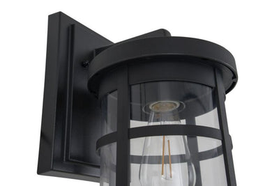 ##Antique Hardware## Resilience Large Outdoor Lantern in Textured Black, Clear Lens