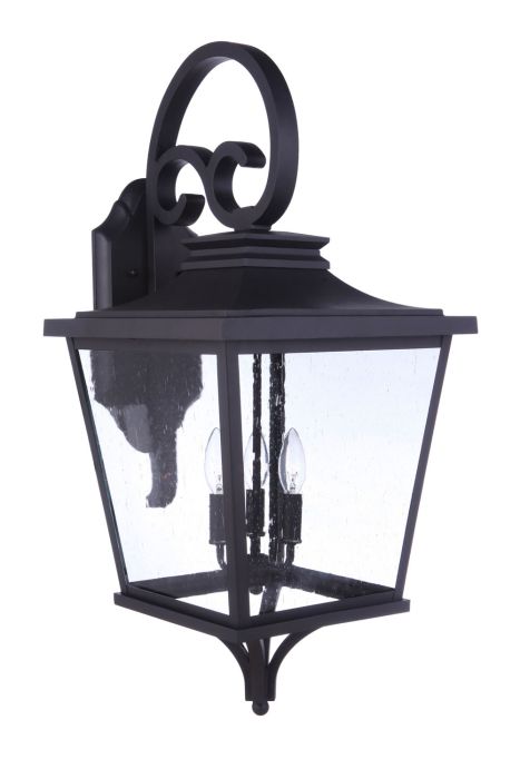 ##Antique Hardware## Tillman 3 Light Extra Large Outdoor Wall Lantern in Textured Black