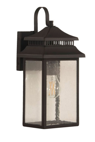 ##Antique Hardware## Crossbend 1 Light Small Outdoor Wall Lantern in Dark Bronze Gilded