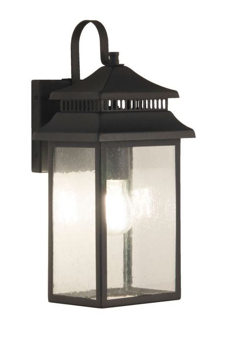 ##Antique Hardware## Crossbend 1 Light Small Outdoor Wall Lantern in Textured Black