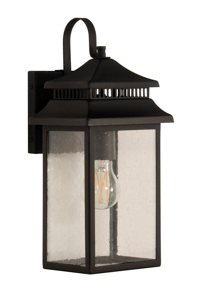 ##Antique Hardware## Crossbend 1 Light Small Outdoor Wall Lantern in Textured Black