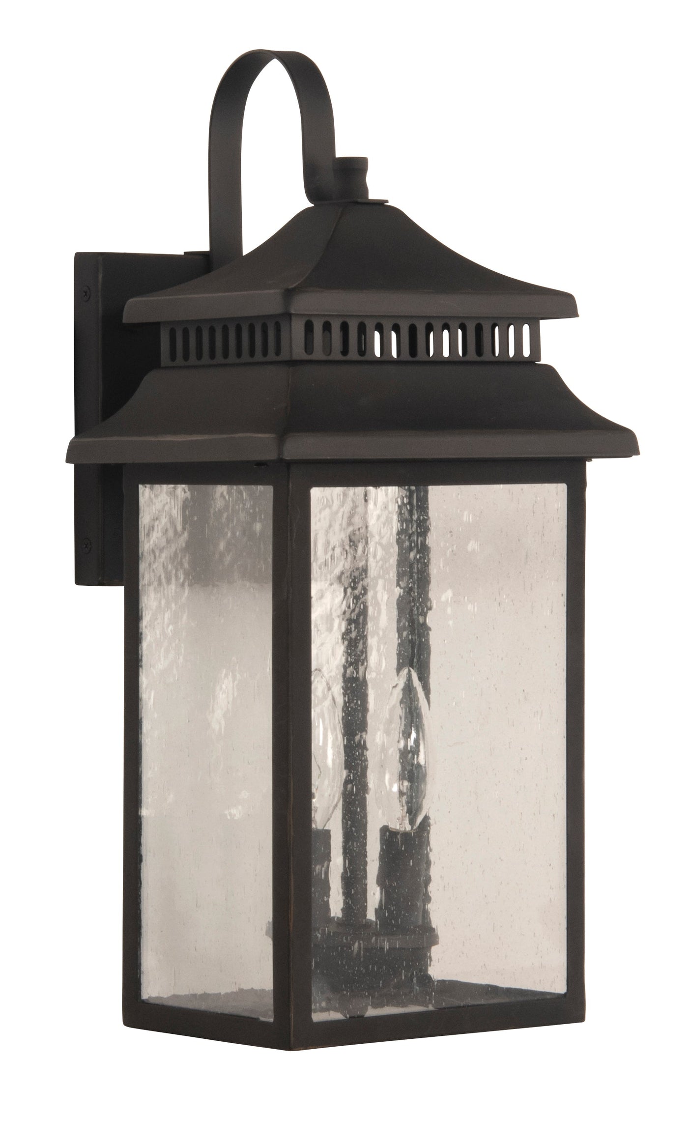 ##Antique Hardware## Crossbend 2 Light Medium Outdoor Wall Lantern in Dark Bronze Gilded