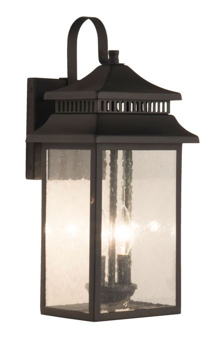 ##Antique Hardware## Crossbend 2 Light Medium Outdoor Wall Lantern in Textured Black