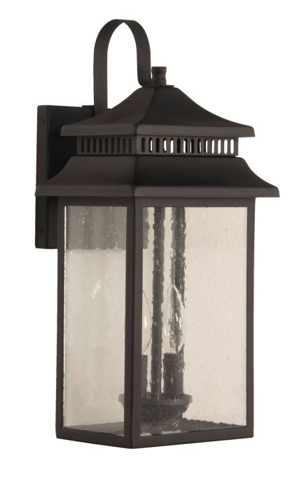 ##Antique Hardware## Crossbend 2 Light Medium Outdoor Wall Lantern in Textured Black