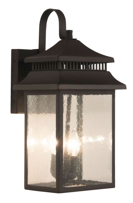 ##Antique Hardware## Crossbend 3 Light Large Outdoor Wall Lantern in Dark Bronze Gilded