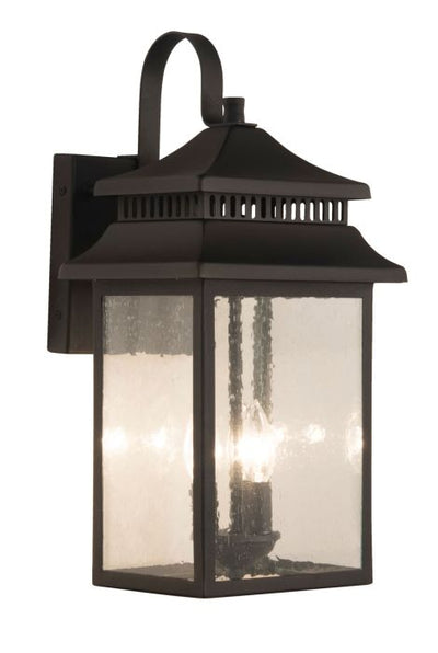 ##Antique Hardware## Crossbend 3 Light Large Outdoor Wall Lantern in Textured Black