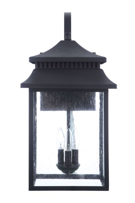 ##Antique Hardware## Crossbend 3 Light Extra Large Outdoor Wall Lantern in Textured Black