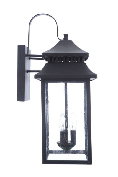 ##Antique Hardware## Crossbend 3 Light Extra Large Outdoor Wall Lantern in Textured Black