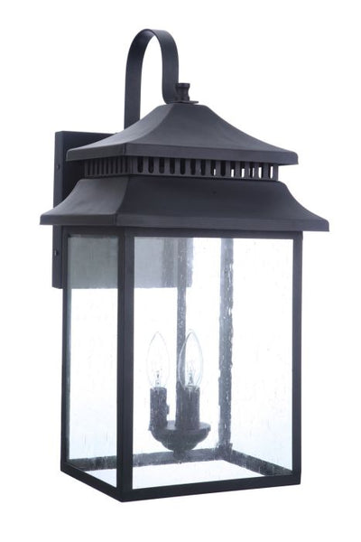 ##Antique Hardware## Crossbend 3 Light Extra Large Outdoor Wall Lantern in Textured Black