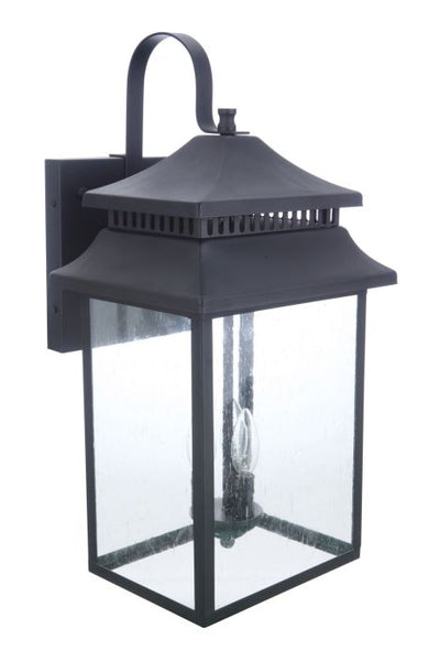 ##Antique Hardware## Crossbend 3 Light Extra Large Outdoor Wall Lantern in Textured Black