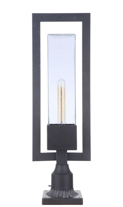 ##Antique Hardware## Perimeter 1 Light Large Outdoor Post Mount in Midnight