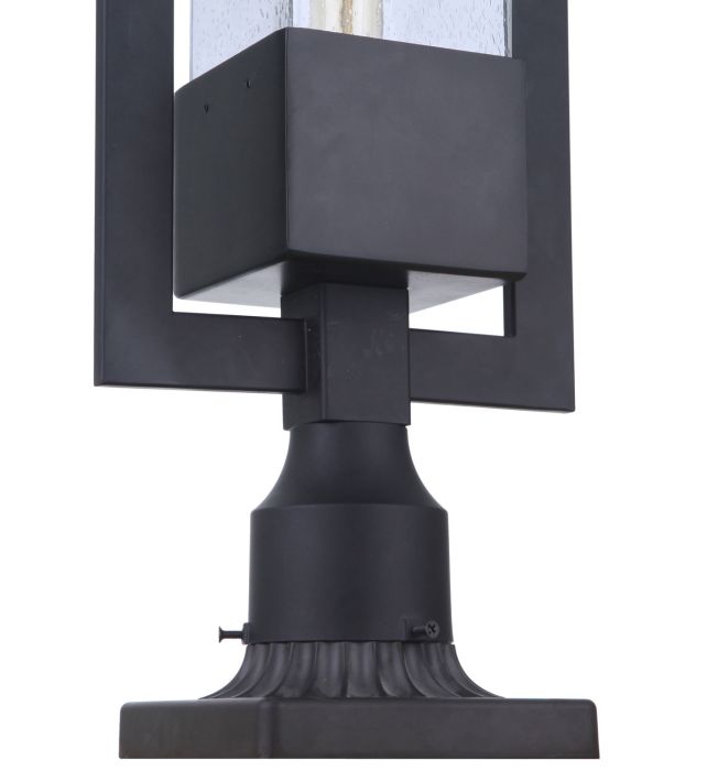 ##Antique Hardware## Perimeter 1 Light Large Outdoor Post Mount in Midnight