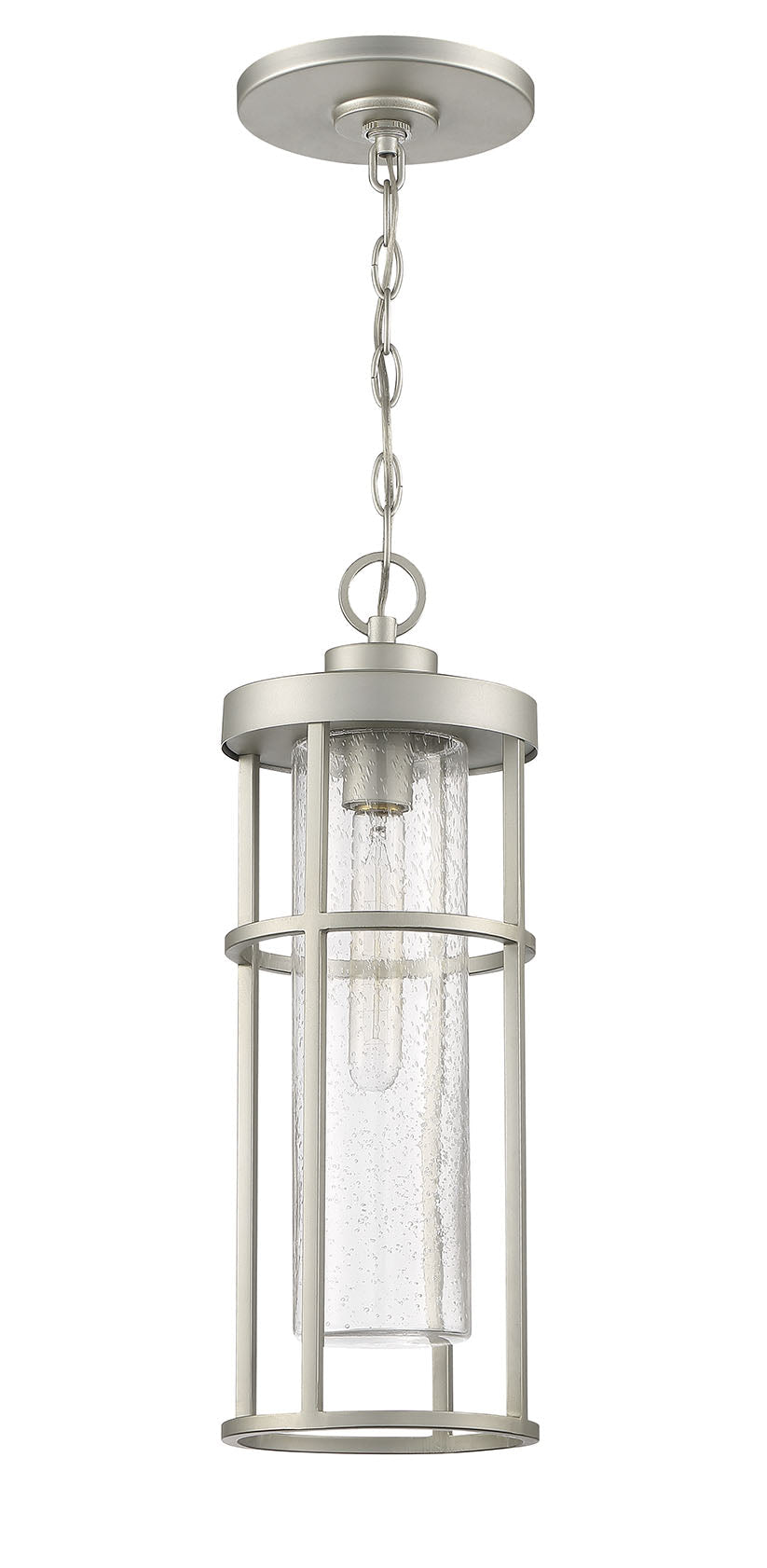 ##Antique Hardware## Encompass 1 Light Outdoor Pendant in Satin Aluminum