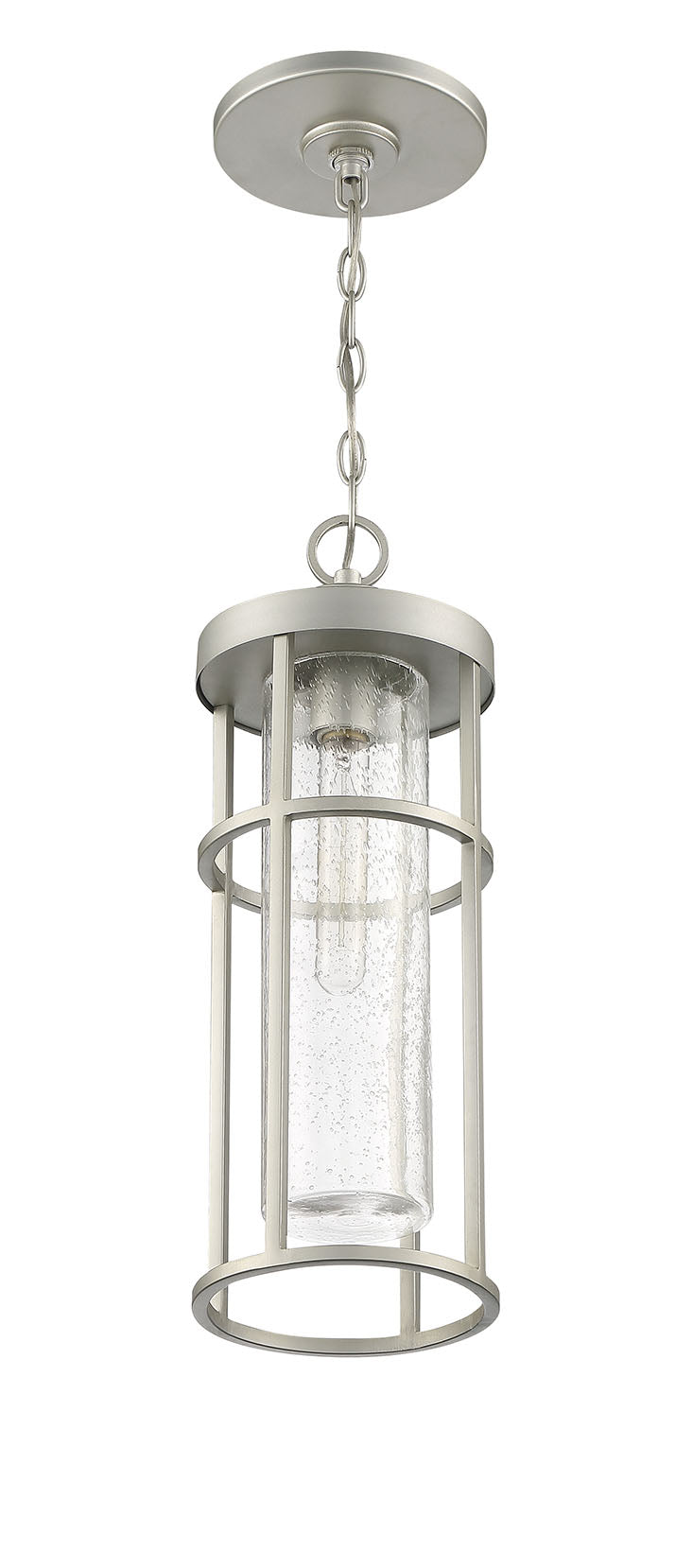 ##Antique Hardware## Encompass 1 Light Outdoor Pendant in Satin Aluminum