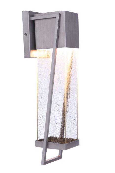 ##Antique Hardware## Bryce 1 Light Large Outdoor LED Wall Lantern in Brushed Titanium