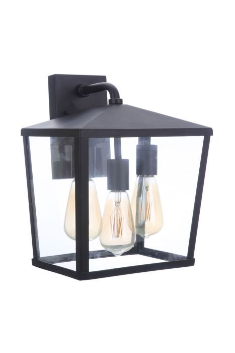 ##Antique Hardware## Olsen 3 Light Medium Outdoor Wall Lantern in Midnight