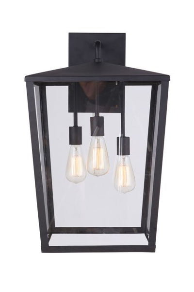 ##Antique Hardware## Olsen 3 Light Extra Large Outdoor Wall Lantern in Midnight