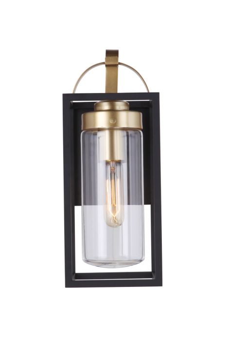 ##Antique Hardware## Neo 1 Light Small Outdoor Wall Lantern in Midnight/Satin Brass