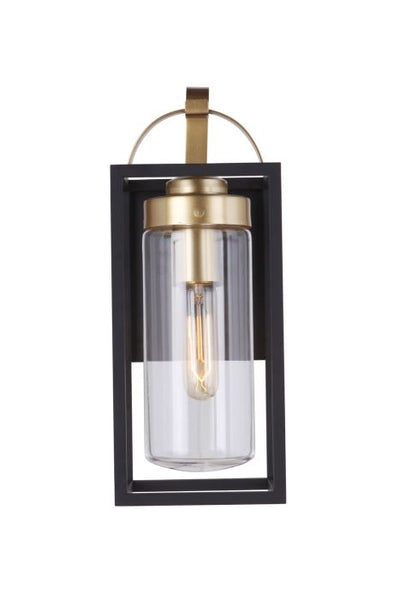 ##Antique Hardware## Neo 1 Light Small Outdoor Wall Lantern in Midnight/Satin Brass