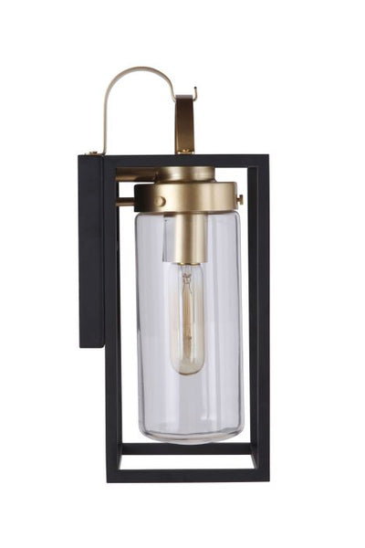 ##Antique Hardware## Neo 1 Light Small Outdoor Wall Lantern in Midnight/Satin Brass