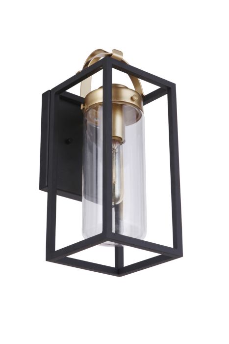 ##Antique Hardware## Neo 1 Light Small Outdoor Wall Lantern in Midnight/Satin Brass