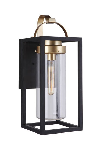 ##Antique Hardware## Neo 1 Light Medium Outdoor Wall Lantern in Midnight/Satin Brass