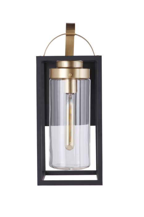 ##Antique Hardware## Neo 1 Light Medium Outdoor Wall Lantern in Midnight/Satin Brass