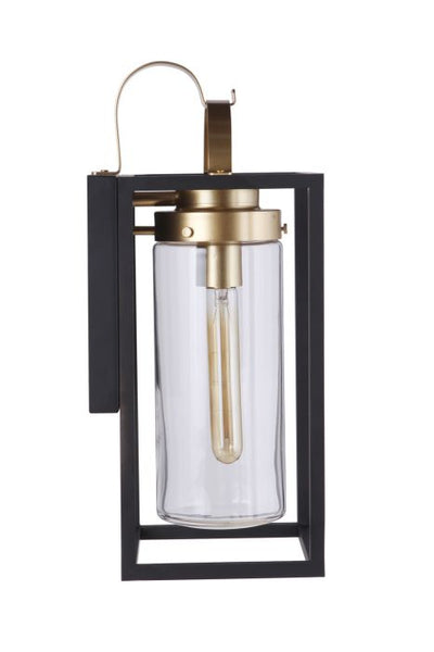 ##Antique Hardware## Neo 1 Light Medium Outdoor Wall Lantern in Midnight/Satin Brass