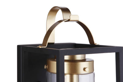 ##Antique Hardware## Neo 1 Light Medium Outdoor Wall Lantern in Midnight/Satin Brass