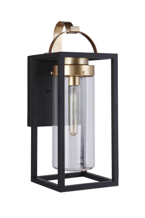 ##Antique Hardware## Neo 1 Light Medium Outdoor Wall Lantern in Midnight/Satin Brass