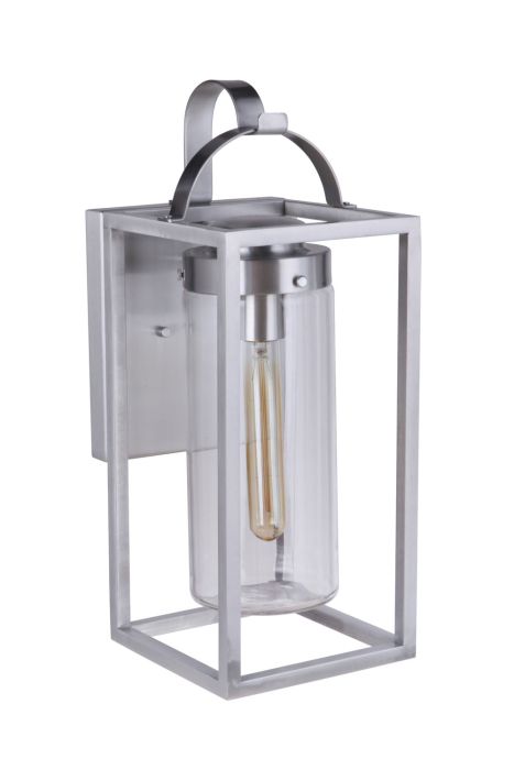 ##Antique Hardware## Neo 1 Light Medium Outdoor Wall Lantern in Satin Aluminum