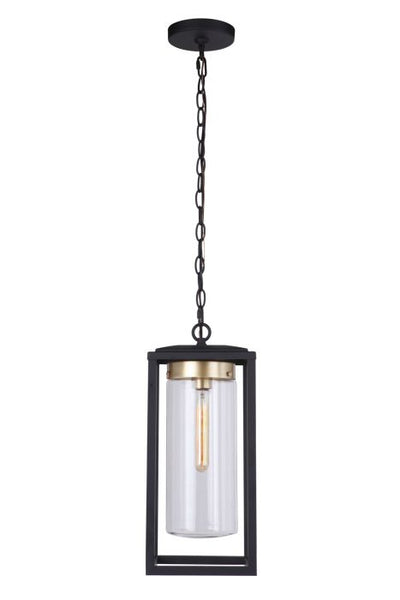 ##Antique Hardware## Neo 1 Light Outdoor Pendant in Midnight/Satin Brass