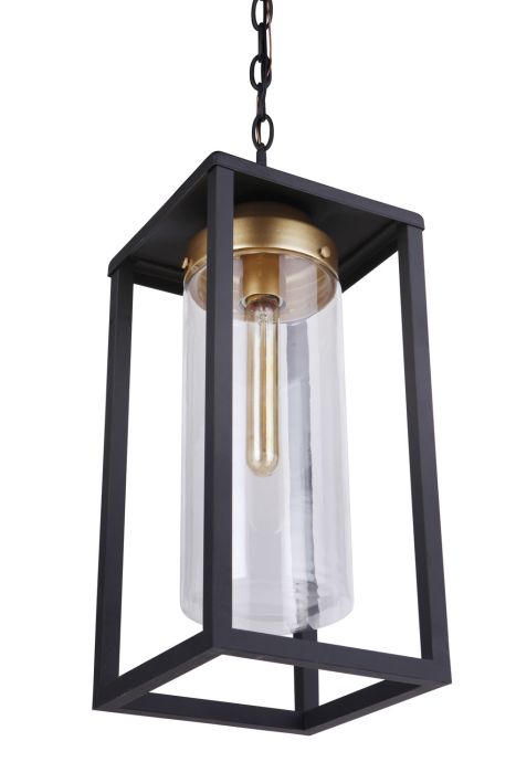 ##Antique Hardware## Neo 1 Light Outdoor Pendant in Midnight/Satin Brass