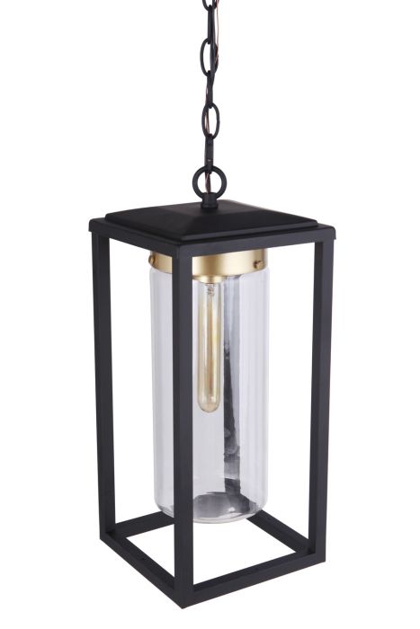 ##Antique Hardware## Neo 1 Light Outdoor Pendant in Midnight/Satin Brass