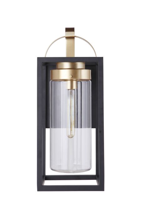 ##Antique Hardware## Neo 1 Light Large Outdoor Wall Lantern in Midnight/Satin Brass