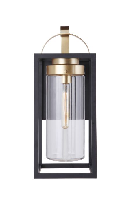 ##Antique Hardware## Neo 1 Light Large Outdoor Wall Lantern in Midnight/Satin Brass