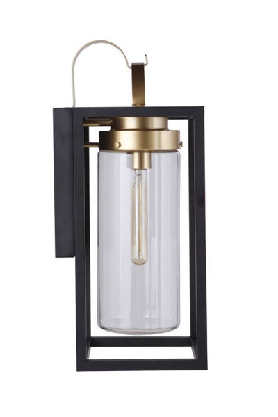 ##Antique Hardware## Neo 1 Light Large Outdoor Wall Lantern in Midnight/Satin Brass