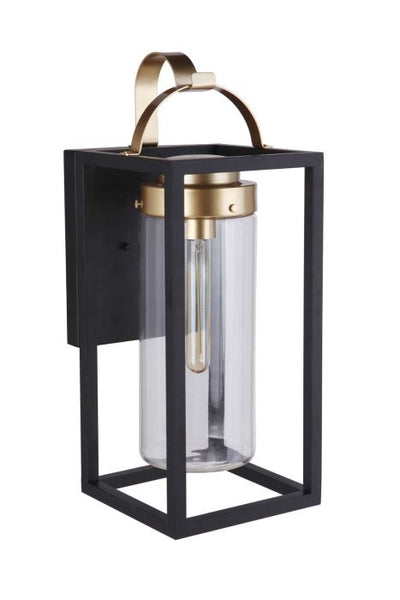 ##Antique Hardware## Neo 1 Light Large Outdoor Wall Lantern in Midnight/Satin Brass