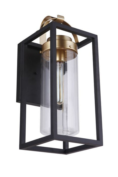 ##Antique Hardware## Neo 1 Light Large Outdoor Wall Lantern in Midnight/Satin Brass