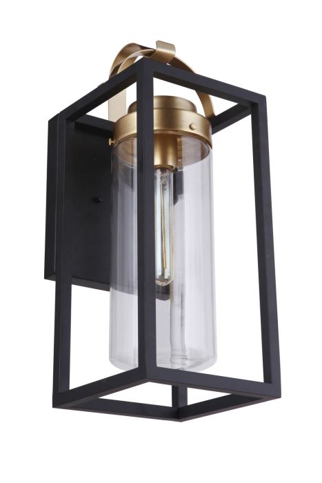 ##Antique Hardware## Neo 1 Light Outdoor Post Lantern in Midnight/Satin Brass