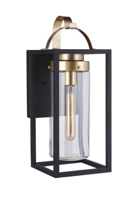 ##Antique Hardware## Neo 1 Light Large Outdoor Wall Lantern in Midnight/Satin Brass