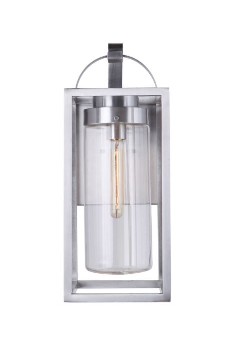 ##Antique Hardware## Neo 1 Light Large Outdoor Wall Lantern in Satin Aluminum