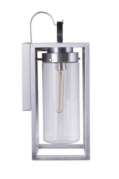 ##Antique Hardware## Neo 1 Light Large Outdoor Wall Lantern in Satin Aluminum