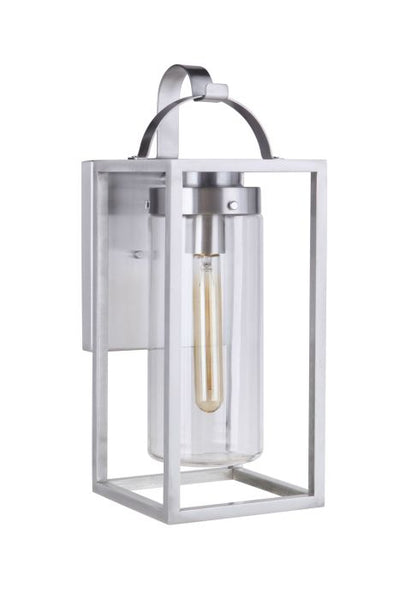 ##Antique Hardware## Neo 1 Light Large Outdoor Wall Lantern in Satin Aluminum