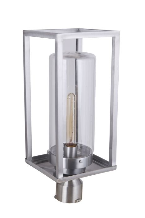 ##Antique Hardware## Neo 1 Light Outdoor Post Lantern in Satin Aluminum