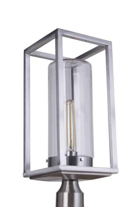 ##Antique Hardware## Neo 1 Light Outdoor Post Lantern in Satin Aluminum