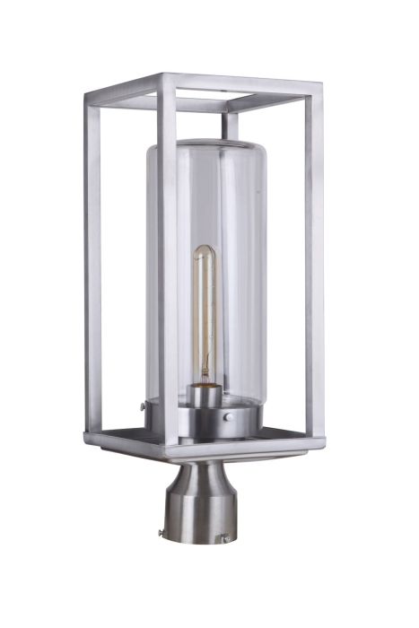 ##Antique Hardware## Neo 1 Light Outdoor Post Lantern in Satin Aluminum