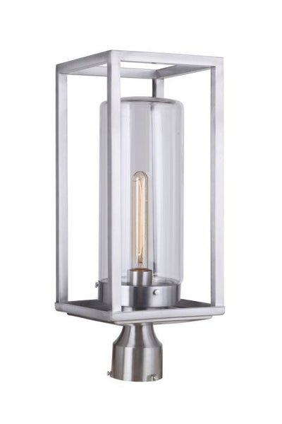 ##Antique Hardware## Neo 1 Light Outdoor Post Lantern in Satin Aluminum