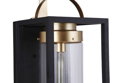 ##Antique Hardware## Neo 1 Light Extra Large Outdoor Wall Lantern in Midnight/Satin Brass